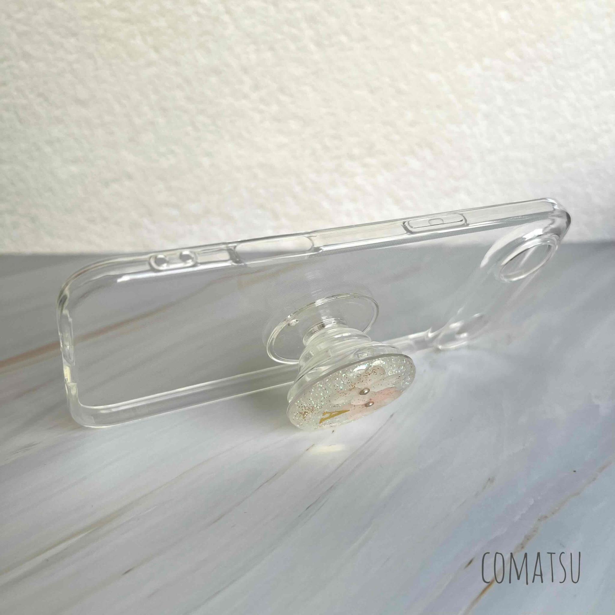 イニシャル入り きらきらDryFlower グリップソケット付きスマホケース スマホスタンド カバー | 4枚目